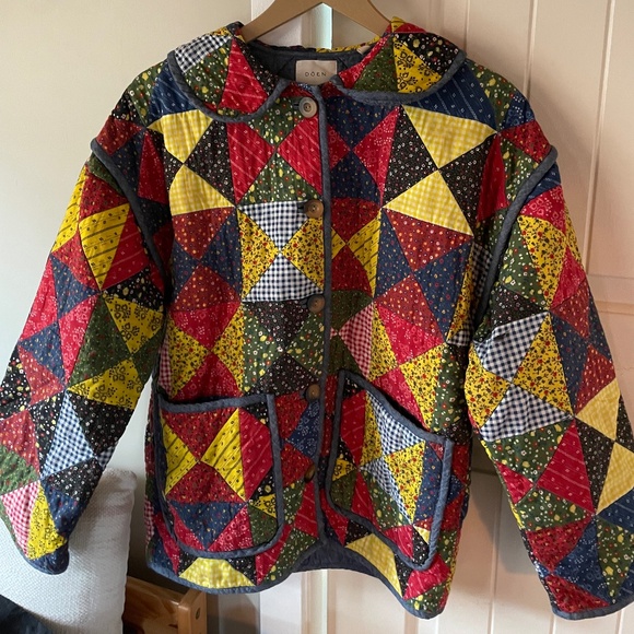 Organic cotton* Doen Starling Quilted Countryside Patchwork Jacket - XS - Picture 1 of 13